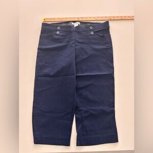 89th & Madison Navy Blue Women’s Cropped Button-Front Pants Size Large